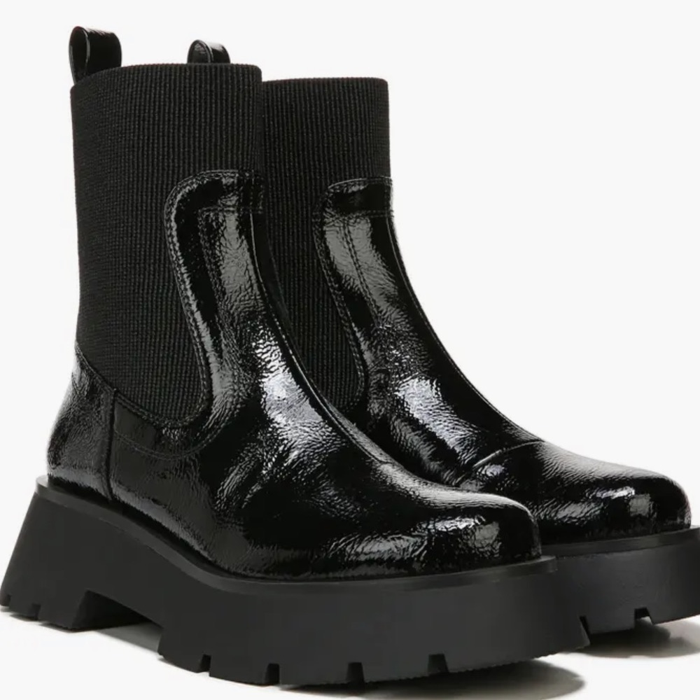 Same Edelman Circus Leslie Platform Lug Sole Patent Leather Booties